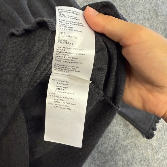 MarcCain Gray Women’s Virgin Wool Blend Lace Detail Cardigan Size 6 - Picture 11 of 14